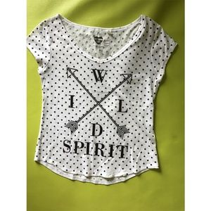 Modern Lux Cross Bow Print Polka Dots Top Sz S